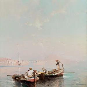 Fishing Boat in the Bay of Naples (oil on canvas)