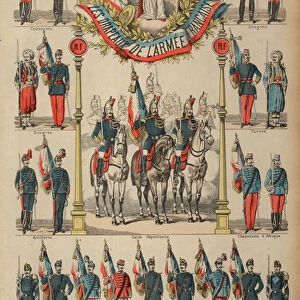 Flags of the French Army (coloured engraving)