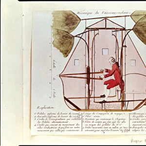 The Flying Machine of Jean Pierre Blanchard (1753-1809) (coloured engraving)