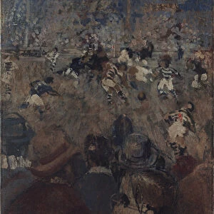 Football Match at Chelsea (oil on canvas)