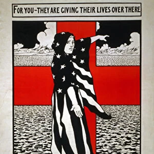"For you - they are giving their lives over there", 1918 (colour litho)
