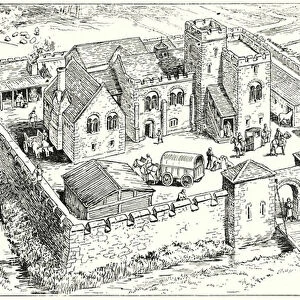 Fortifed Norman Manor House (lithograph)