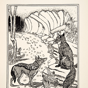 The Fox and the Sick Lion, from A Hundred Fables of Aesop, pub. 1903 (engraving)