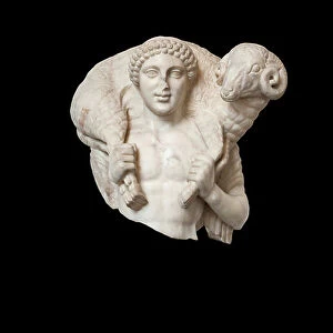 Fragment of statue of Hermes Kriophoros with a ram on his shoulders (marble) (see also 4074712)