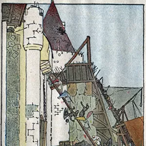 France in the Middle Ages: attack of a lords castle by soldiers. in "Histoire de France learned by image and direct observation. Preparatory Course and First Year of Elements Course. "GUESSING - TOURSEL