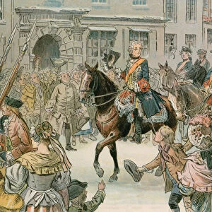 Frederick the Great (1712-1786) capturing the city of Wroclaw in 1741 (colour litho)