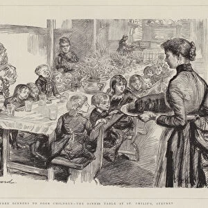 Free Dinners to Poor Children, the Dinner Table at St Philip s, Stepney (engraving)