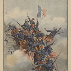 The French assault on Constantine during the conquest of Algeria, 1837 (colour litho)