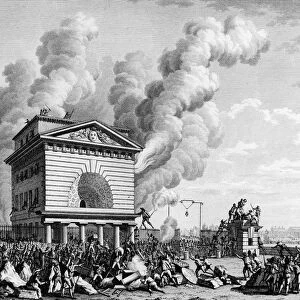 French Revolution: Fire of the barrier of the conference in Paris on 12 July 1789