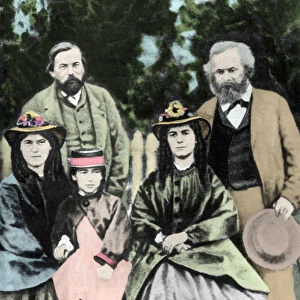 Friedrich Engels and Karl Marx, with Jenny, Eleanor and Laura Marx