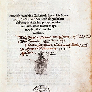Frontispiece of a treaty of music by Giovanni Spataro, 1521