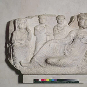 Funerary Banquet of a Man in Parthian Costume with his Family, from Palmyra (limestone)