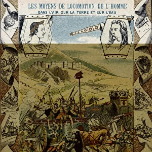 Gallic war chariots at the Battle of Gergovia - From a protective sleeve for school books