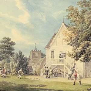 A Game of Bowls on the Bowling Green outside the Bunch of Grapes Inn, Hurst, Berkshire