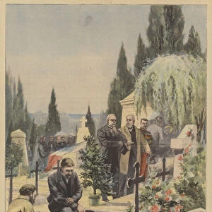 General Saussier and French Ambassador Ernest Constans at the French cemetery in Constantinople (colour litho)