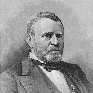 General Ulysses Simpson Grant, engraved from a photograph, illustration from Battles
