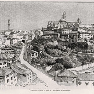 General view of Siena (Italy). Engraving by Taylor to illustrate the story "