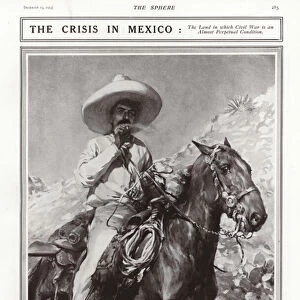 General Zapata, the leader of the agrarian rebels in Southern Mexico, 1913 (litho)
