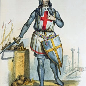 Geoffroi de Villehardouin, illustration from Le Plutarque Francais by E