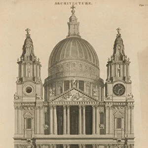 A geometrical elevation of the western front of St Pauls Cathedral (engraving)