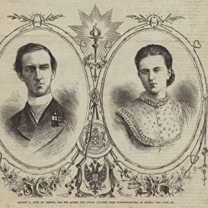 George I, King of Greece, and his Queen, the Grand Duchess Olga Constantinovna of Russia (engraving)