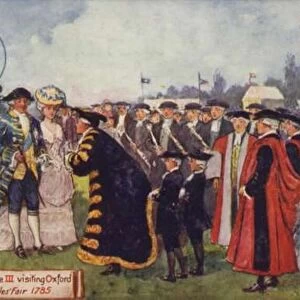George III visiting Oxford, St Giles Fair 1785 (colour litho)