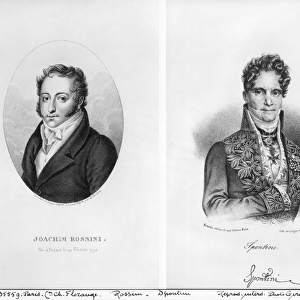Gioacchino Rossini (1792-1868) and Gaspare Spontini (1774-1851) engraved by Ambroise Tardieu
