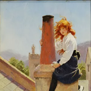 Girl on a Chimney Stack (oil on board)