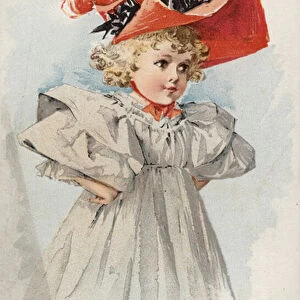 Girl in Red Bonnet (chromolitho)
