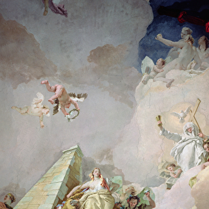 The Glory of Spain, from the ceiling of the Throne Room, 1762-66 (fresco) (detail