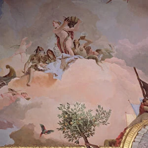 The Glory of Spain IV, from the Ceiling of the Throne Room, 1764 (fresco) (detail