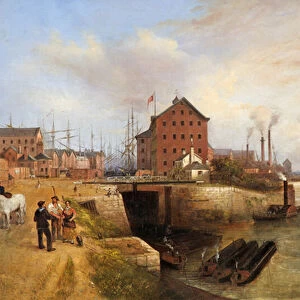 Gloucester Quay and Docks, 1878 (oil on canvas)