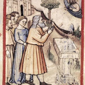 God appears to Jacob having edified a Miniature altar from codex 212