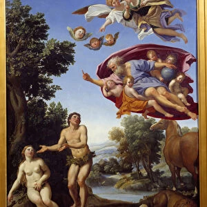 God rebukes Adam and Eve Painting by Domenico Zampieri (The Dominiquin) 1625 Sun