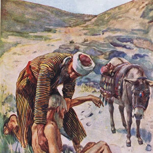 The good Samaritan, illustration from Harold Copping Pictures: The Crown Series