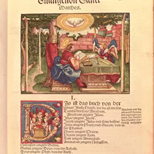 Gospel of St. Matthew, Book I, from the Luther Bible, c. 1530 (coloured woodcut)