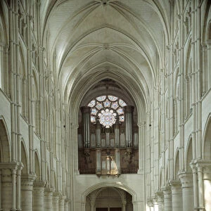 Gothic Art: Internal View of Cathedrale Notre-Dame (Notre Dame) Laon (1150-1180), Aisne