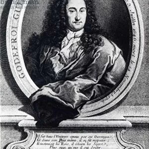 Gottfried Wilhelm Leibniz (engraving) (b / w photo)
