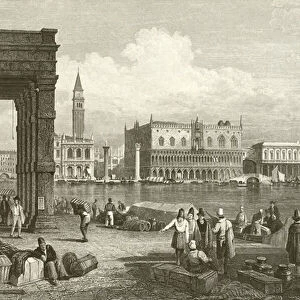 The Grand Canal and Doges Palace, Venice (engraving)