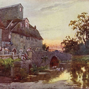 Grantchester Mill (colour litho)