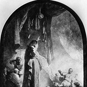The Great Raising of Lazarus (etching) (b / w photo)