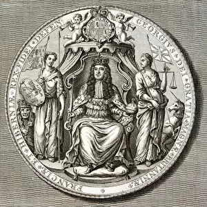 Great Seal of King George I, 18th Century (engraving)