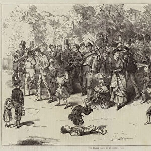 The Guards Band in St Jamess Park (engraving)