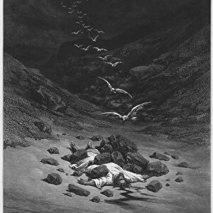 Gustave Dore Bible: Achan stoned (engraving)