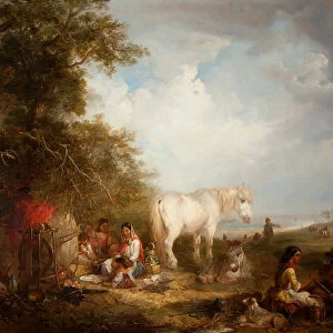 A Gypsy Scene (oil on canvas)