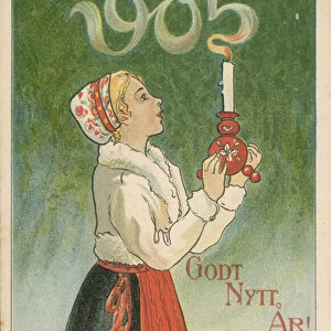 Happy New Year, 1905 (colour litho)