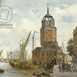 Haringpakkerstoren Tower, Amsterdam, 19th Century (colour litho)