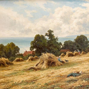 Harvest Time by the Sussex Coast near Worthing (oil on canvas)