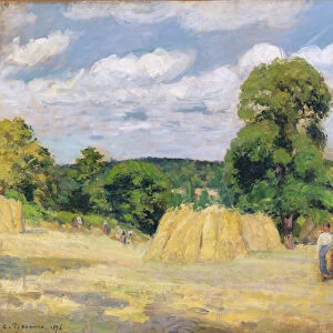 Harvesting at Montfoucault, 1876 (oil on canvas)