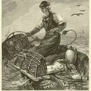 Hauling Lobster-pots on the Norfolk Coast (engraving)